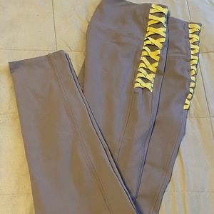 Fabletics Grey/Yellow corset leggings 7/8